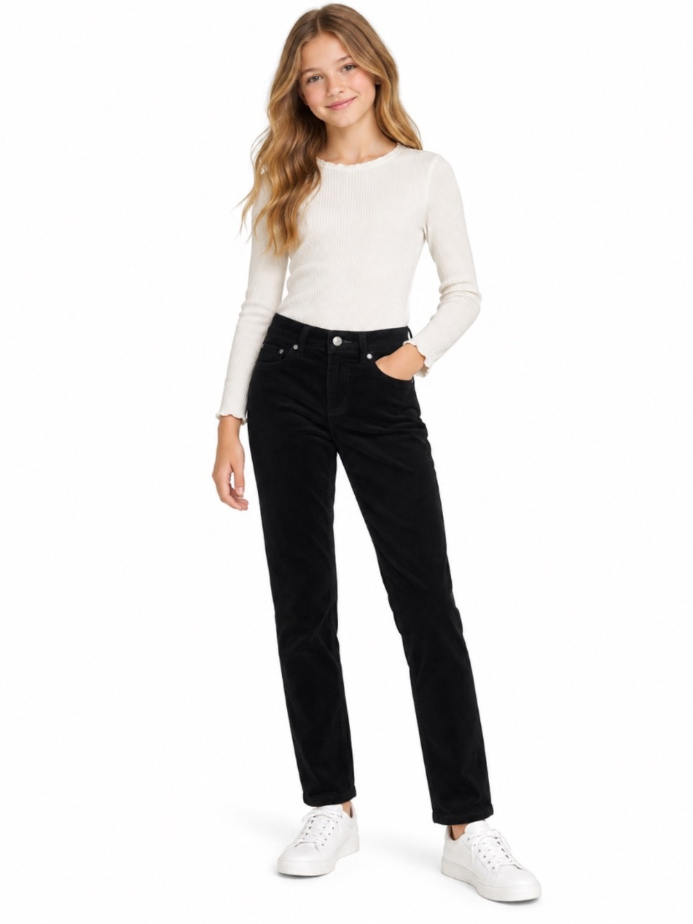 Theory NEW Designer my Girl’s Black Plush Fine Wale Corduroy Skinny Pants Size 1